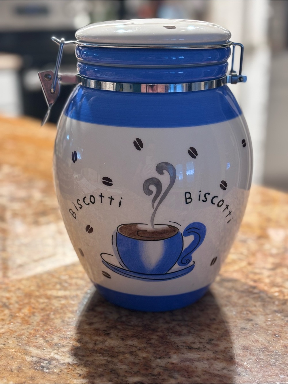 Vintage Inspirado Biscotti Ceramic Jar | Cookie Jar with Airtight Lid